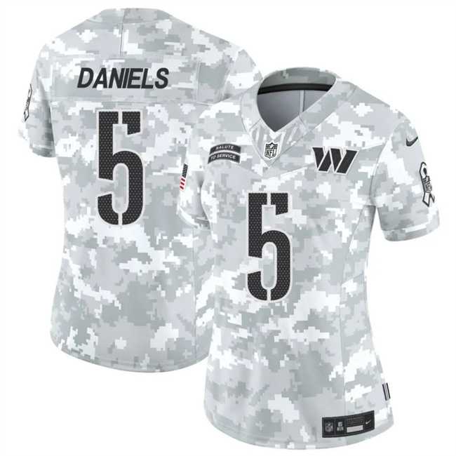 Womens Washington Commanders #5 Jayden Daniels 2024 F.U.S.E Arctic Camo Salute To Service Jersey Dzhi